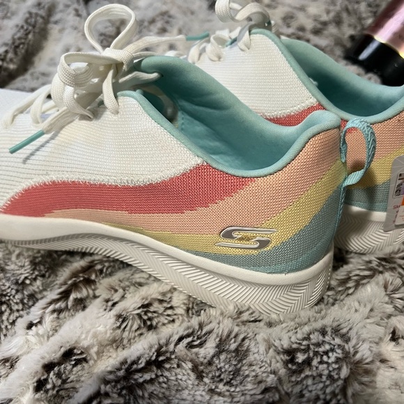 Sketchers Bobs Memory Foam White Multi Color Sneakers - Picture 3 of 4